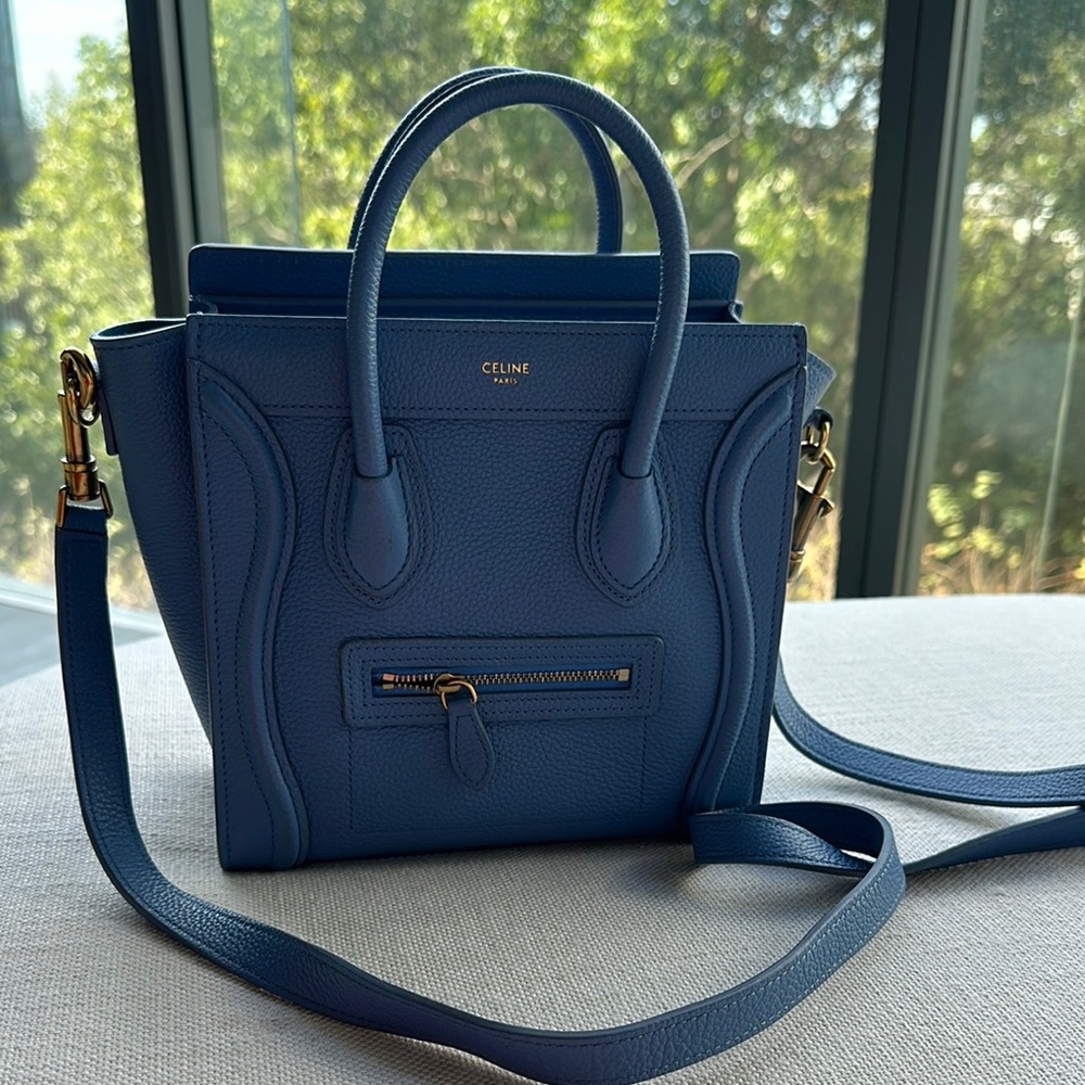 Celine Blue Mini Luggage Tote